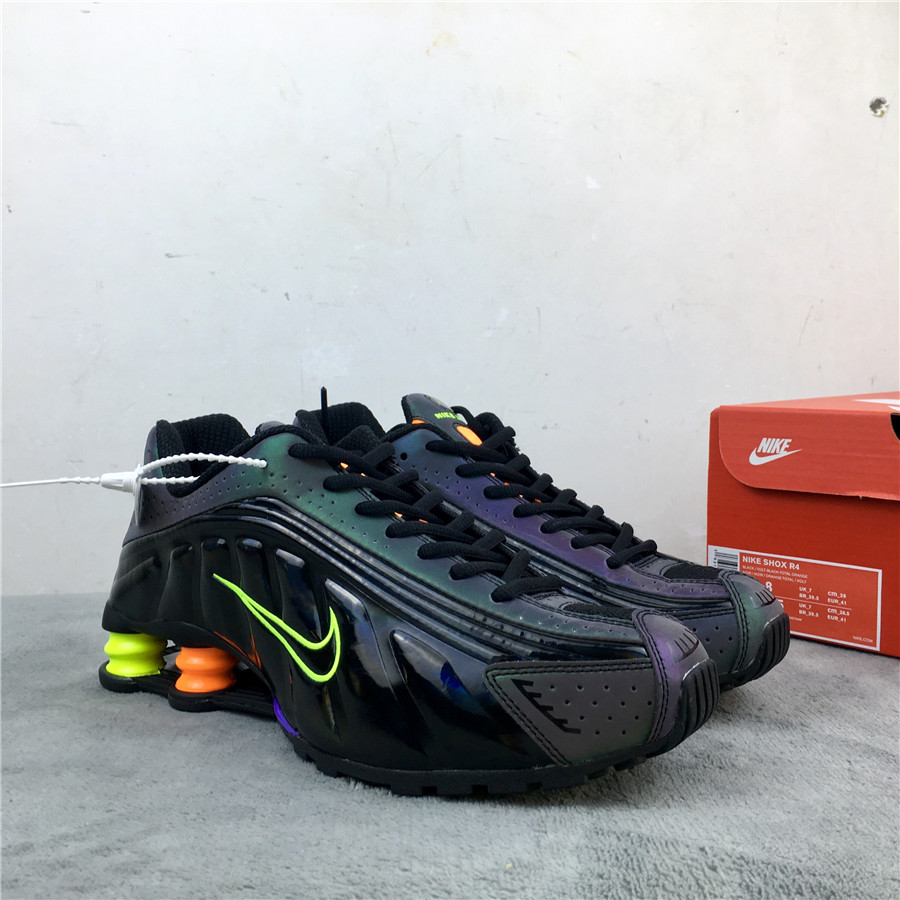 2019 Nike Shox R4 Black Green Blue Shoes